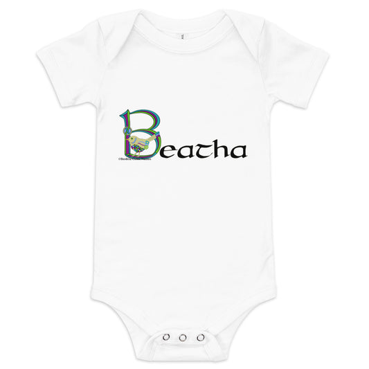 Beatha (Zoe) - Personalized baby short sleeve one piece with Irish name Beatha