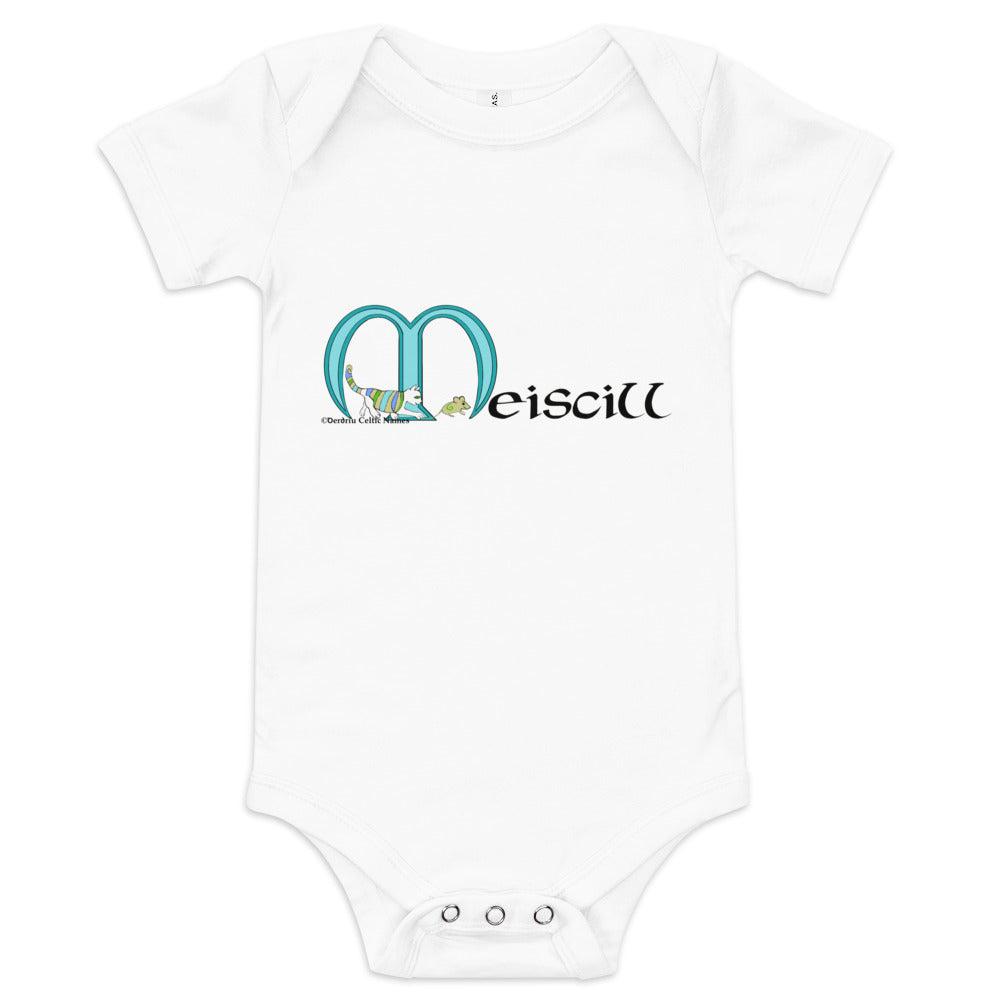 Meiscill (Max) - Personalized baby short sleeve one piece with Irish name Meiscill