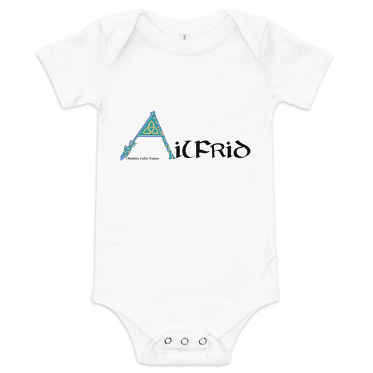 Ailfrid (Alfred) - Personalized baby short sleeve one piece with Irish name Ailfrid