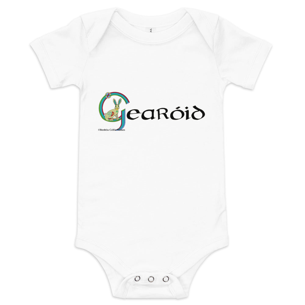 Gearóid (Gareth) - Personalized baby short sleeve one piece with Irish name Gearóid