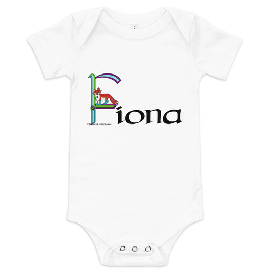 Fíona (Fiona) - Personalized baby short sleeve one piece with Irish name Fíona