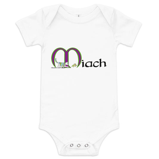 Miach (Mia) - Personalized baby short sleeve one piece with Irish name Miach