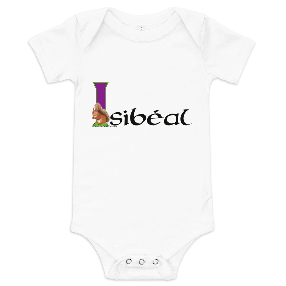 Isibéal (Isabel) - Personalized baby short sleeve one piece with Irish name Isibéal