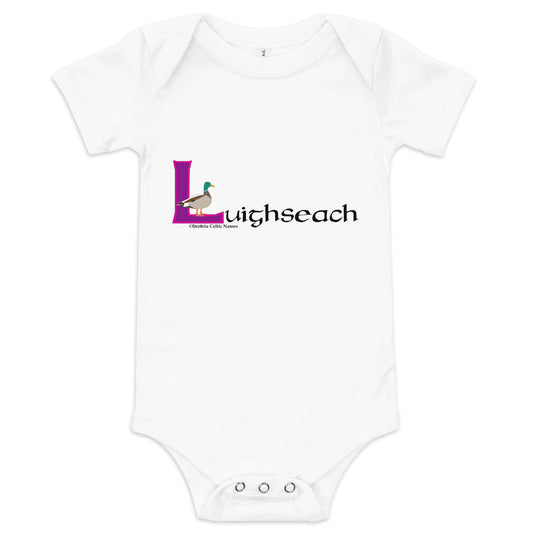 Luighseach (Lucy) - Personalized baby short sleeve one piece with Irish name Luighseach