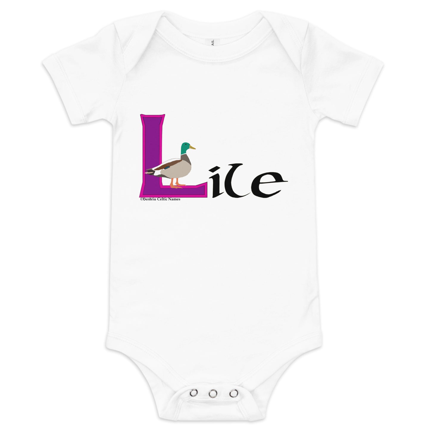 Líle (Lily) - Personalized baby short sleeve one piece with Irish name Líle