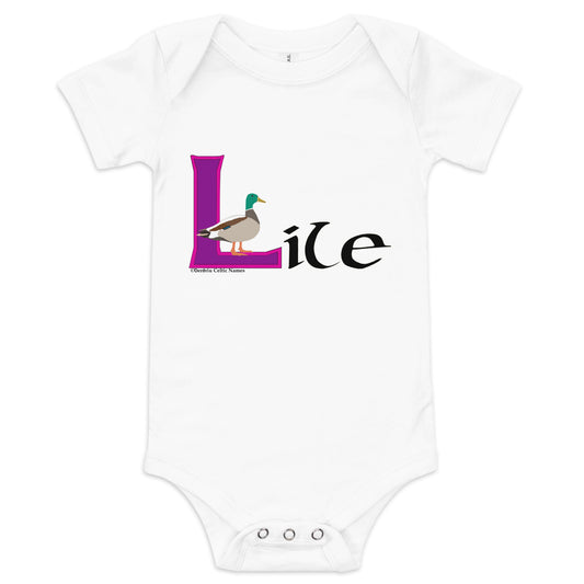 Líle (Lily) - Personalized baby short sleeve one piece with Irish name Líle