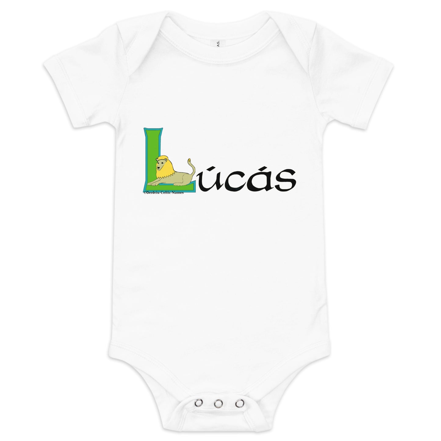 Lúcás (Luke) - Personalized baby short sleeve one piece with Irish name Lúcás