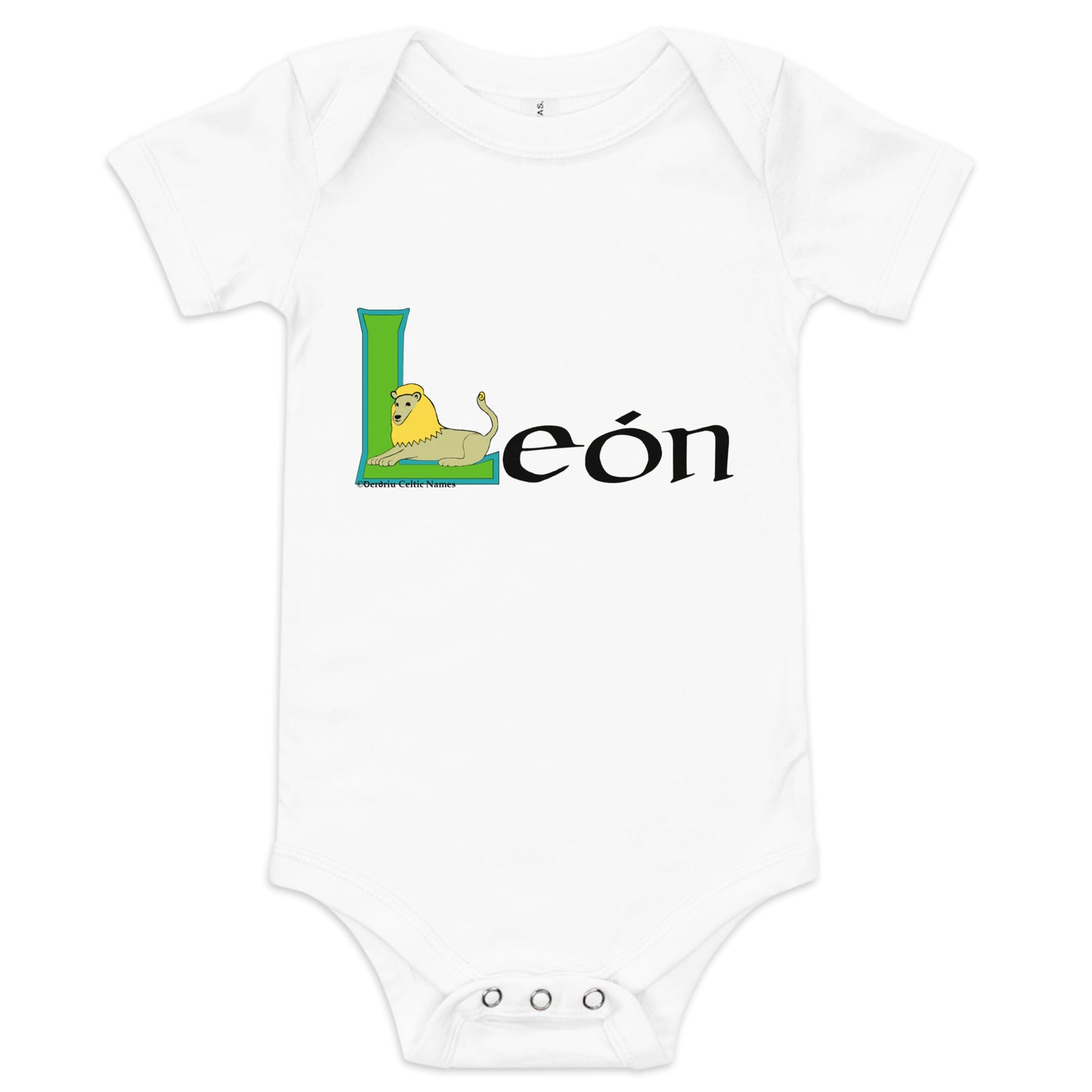 León (Leo) - Personalized baby short sleeve one piece with Irish name León