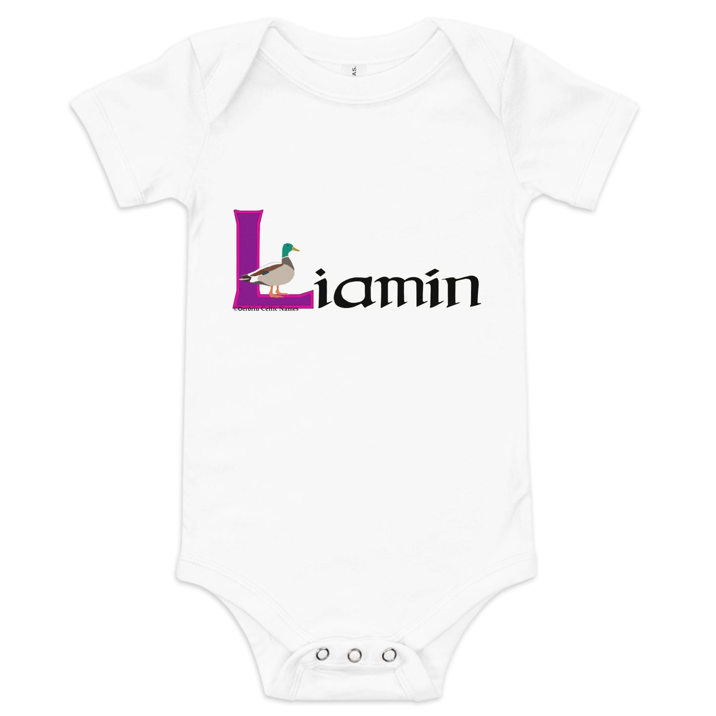 Liamín (Willow) - Personalized baby short sleeve one piece with Irish name Liamín