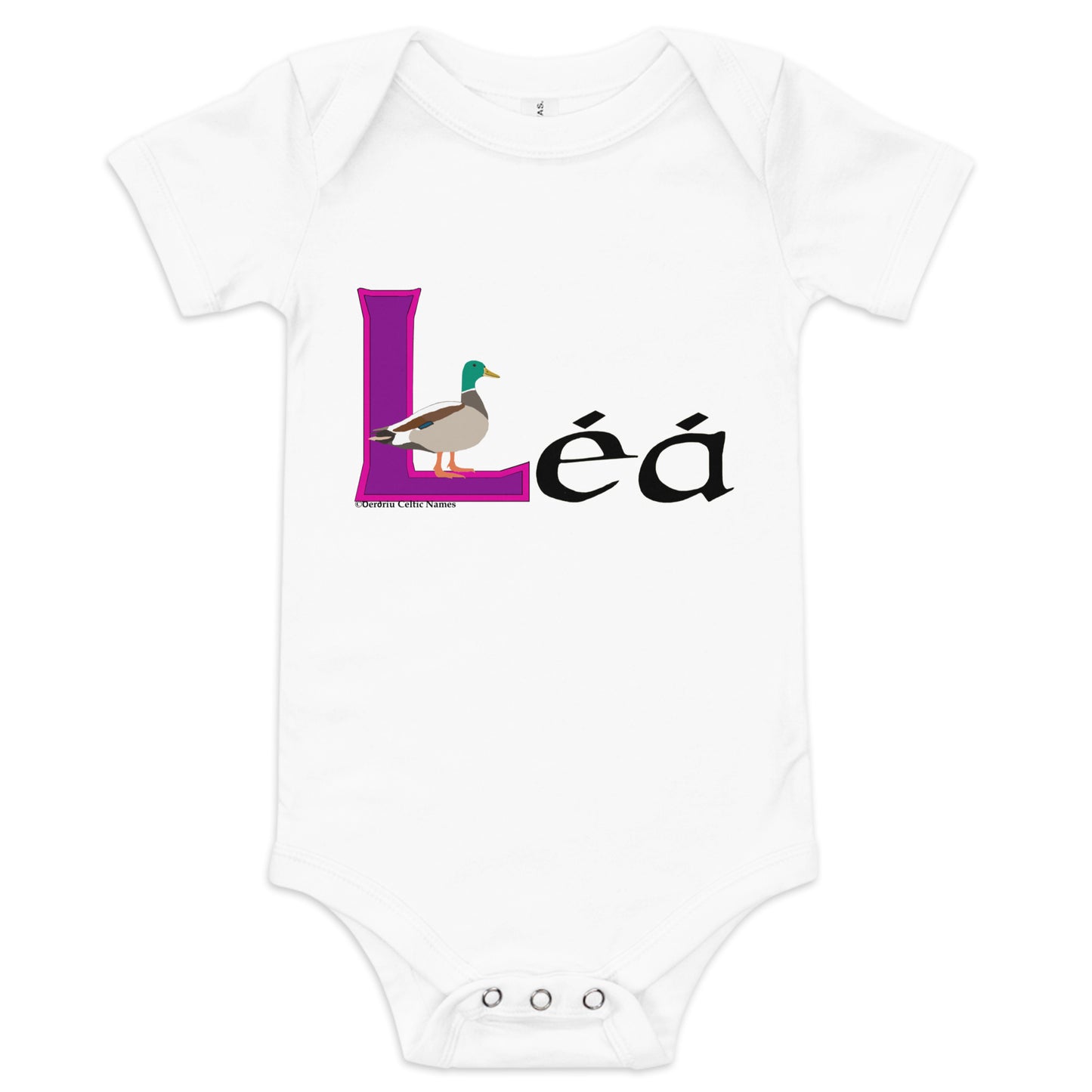 Léá (Leah) - Personalized baby short sleeve one piece with Irish name Léá