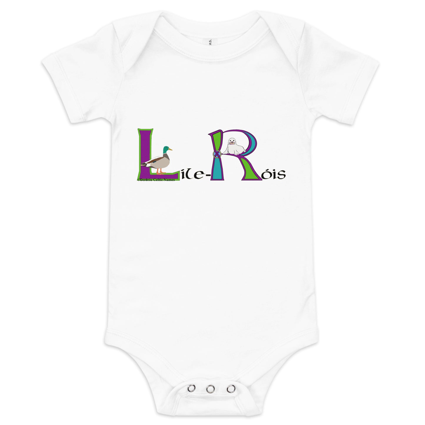 Líle-Róis (Lily-Rose) - Personalized Baby Short Sleeve One Piece with Irish Name Líle-Róis