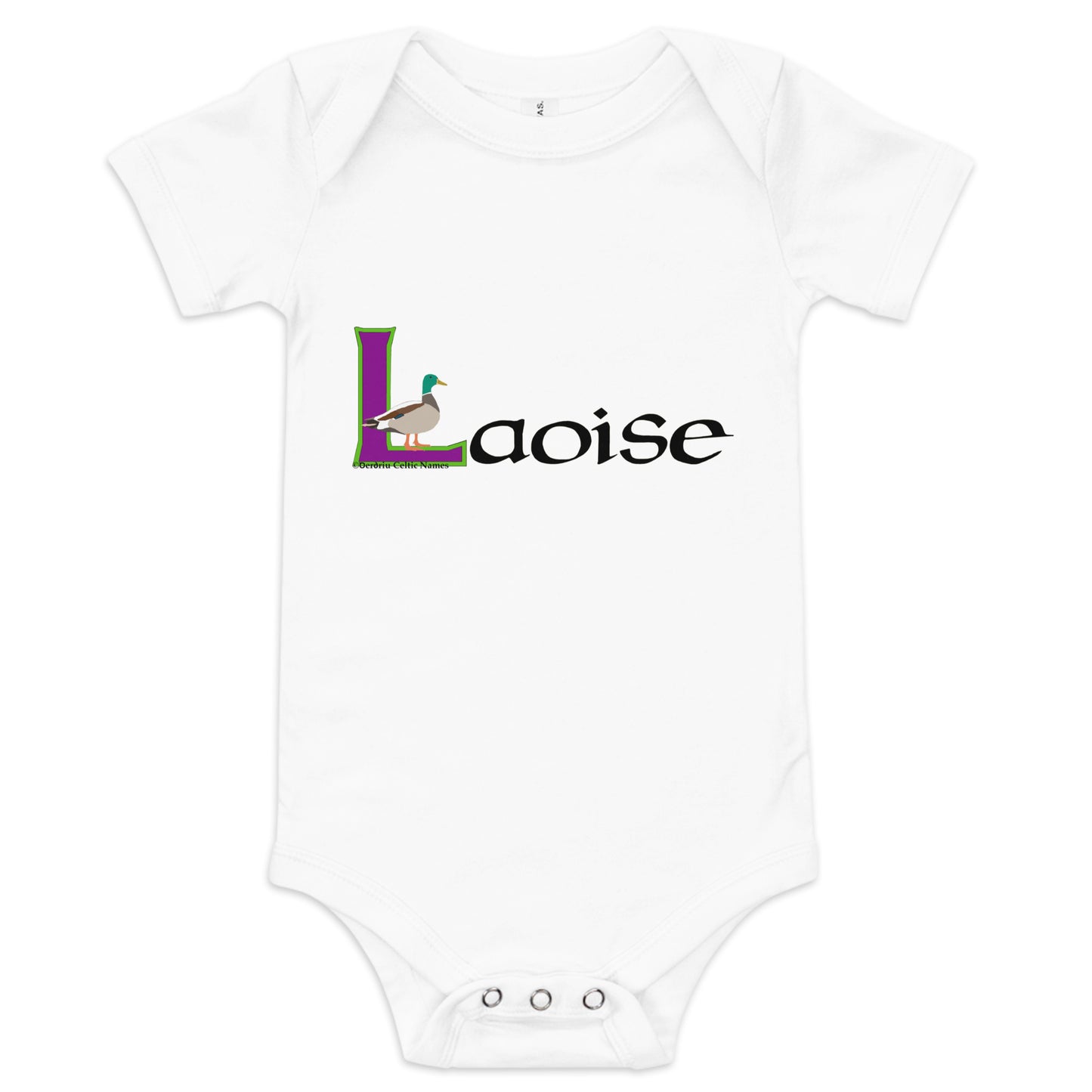 Laoise (Louise) - Personalized Baby Short Sleeve One Piece with Irish Name Laoise