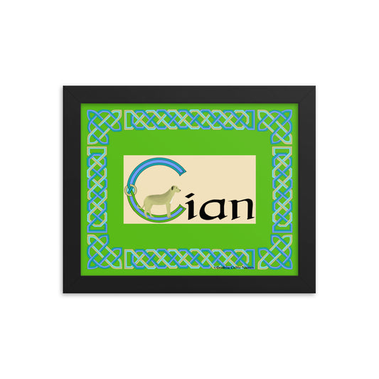 Cían (Keane) - Personalized framed poster with Irish name Cían