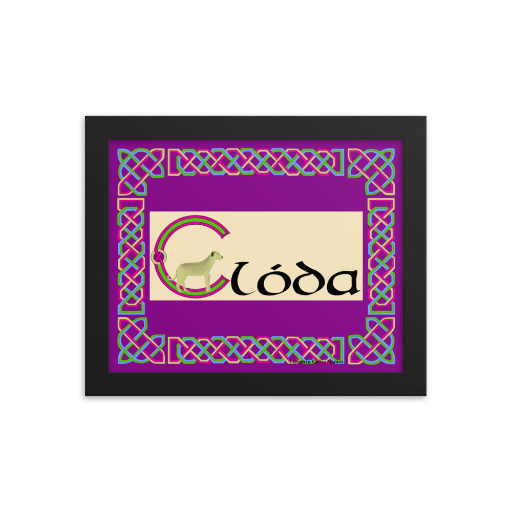 Clóda (Clodagh) - Personalized framed poster with Irish name Clóda