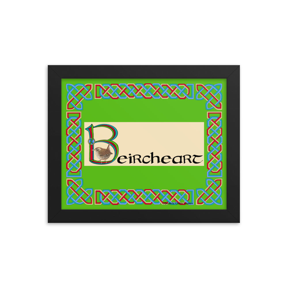 Beircheart (Benjamin) - Personalized framed poster with Irish name Beircheart