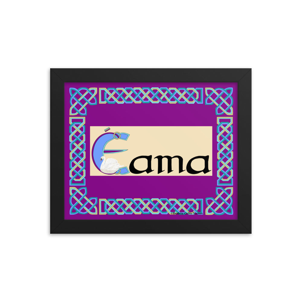 Éama (Emma) - Personalized framed poster with Irish name Éama