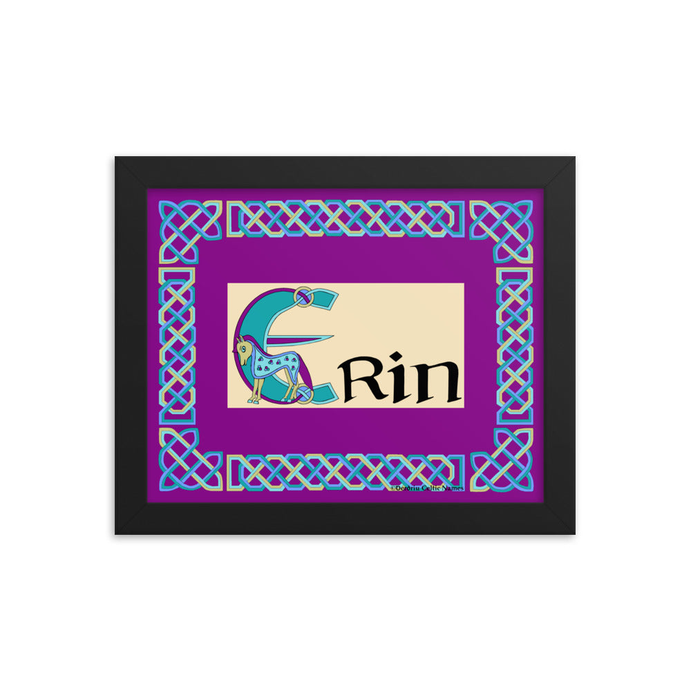 Erin - Personalized framed poster with Irish name Erin