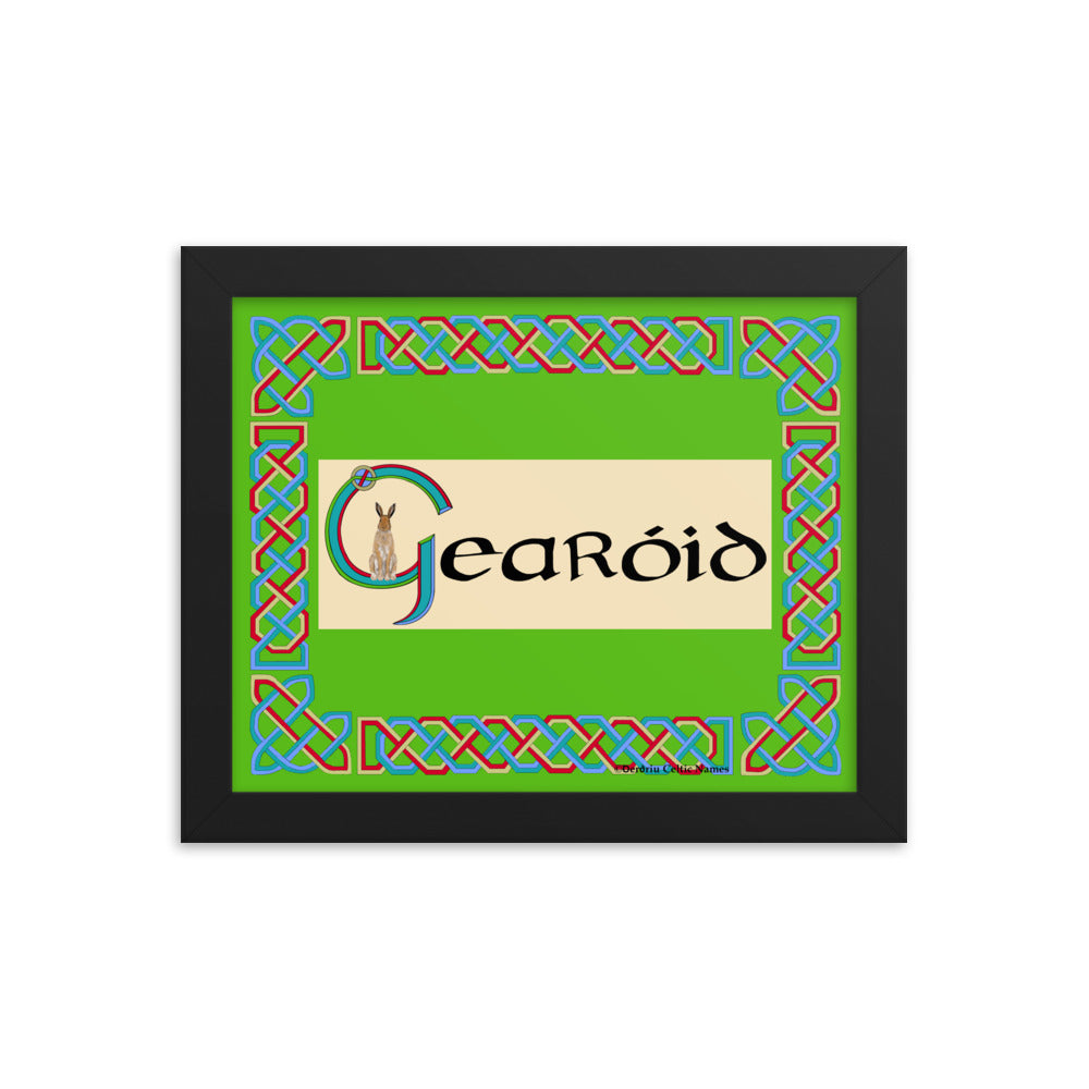 Gearóid (Gareth) - Personalized framed poster with Irish name Gearóid