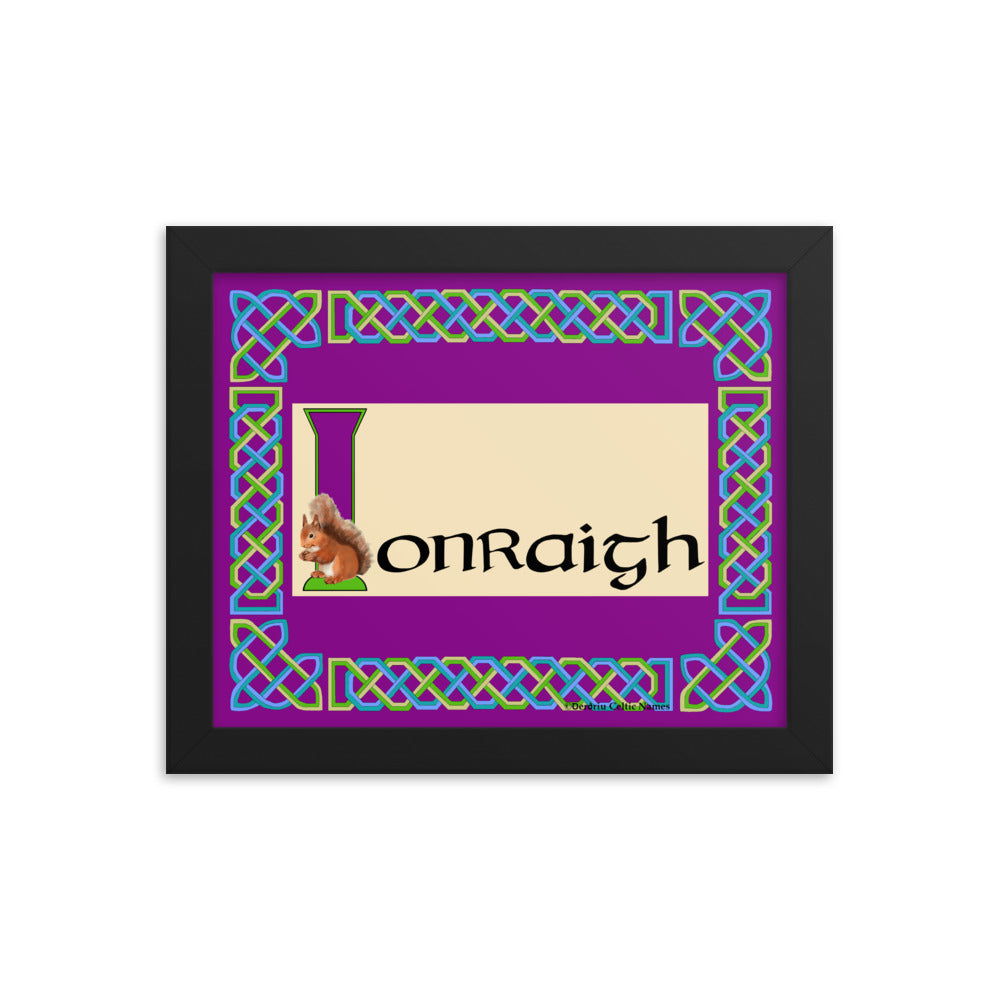 Ionraigh (Zara) - Personalized framed poster with Irish name Ionraigh