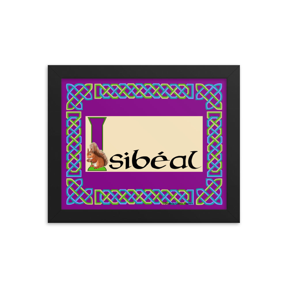 Isibéal (Isabel) - Personalized framed poster with Irish name Isibéal