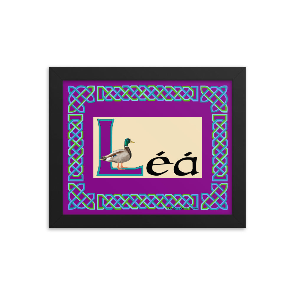 Léá (Leah)  - Personalized framed poster with Irish name Léá