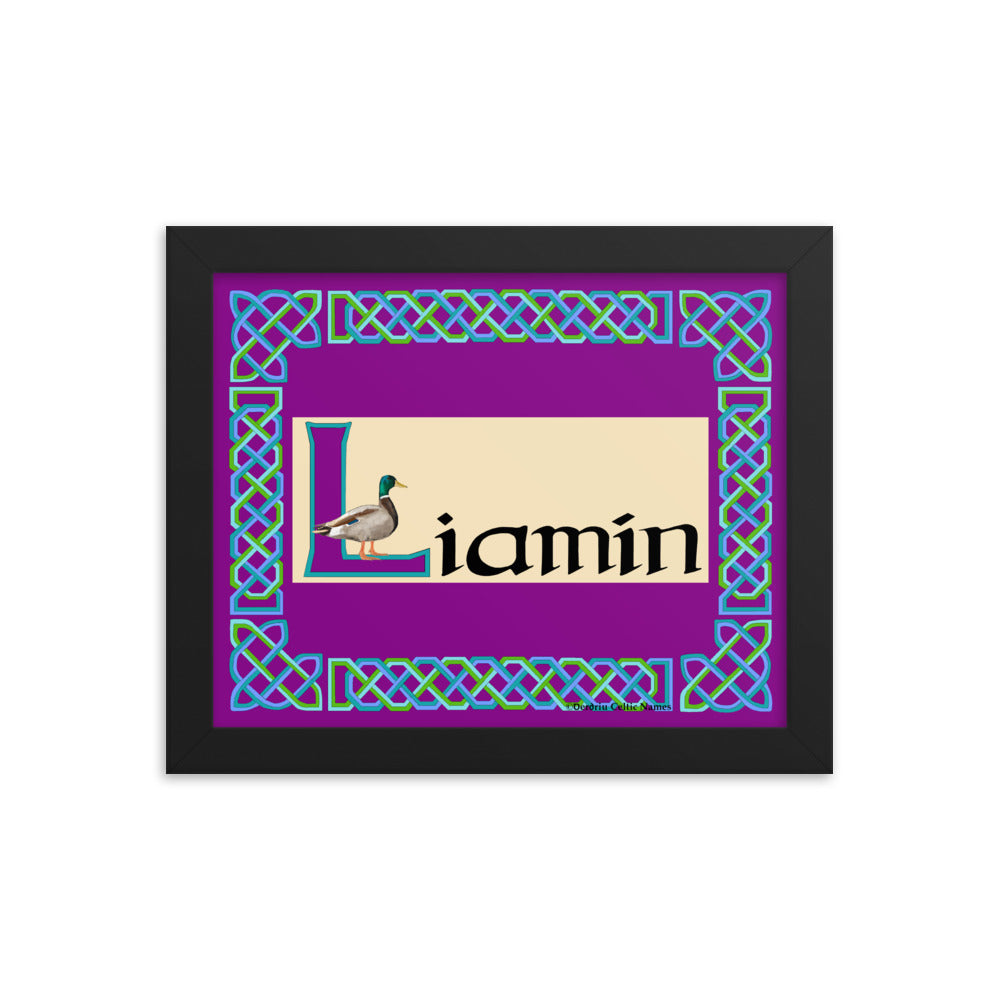 Liamín (Billie) - Personalized framed poster with Irish name Liamín