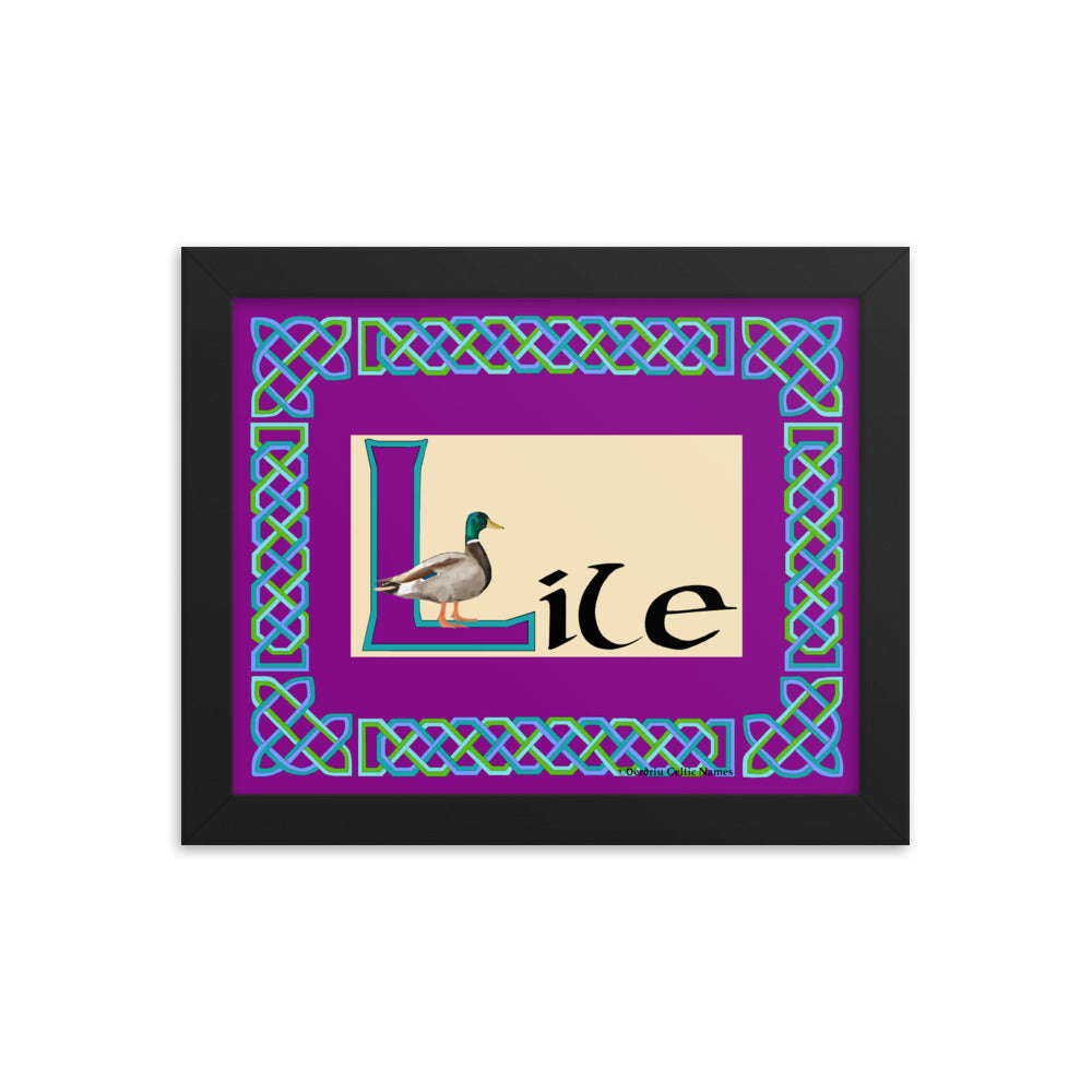 Líle (Lily) - Personalized framed poster with Irish name Líle