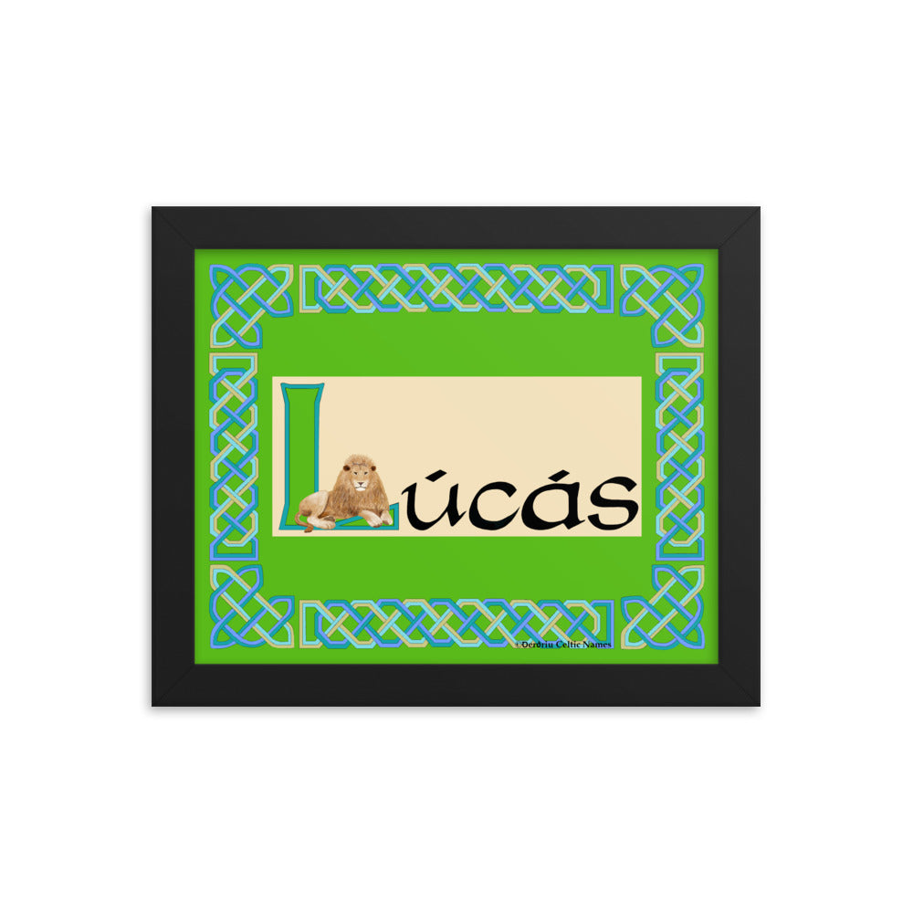 Lúcás (Luke) - Personalized framed poster with Irish name Lúcás