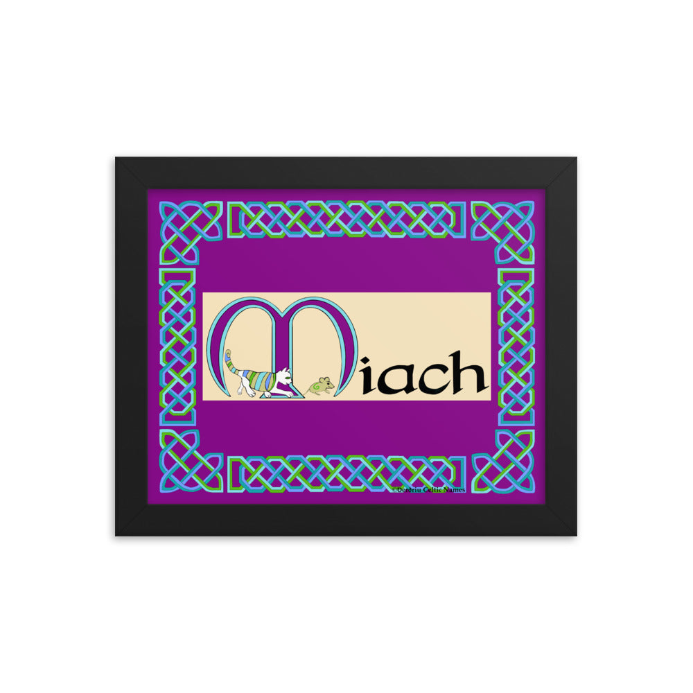 Miach (Mia) - Personalized framed poster with Irish name Miach