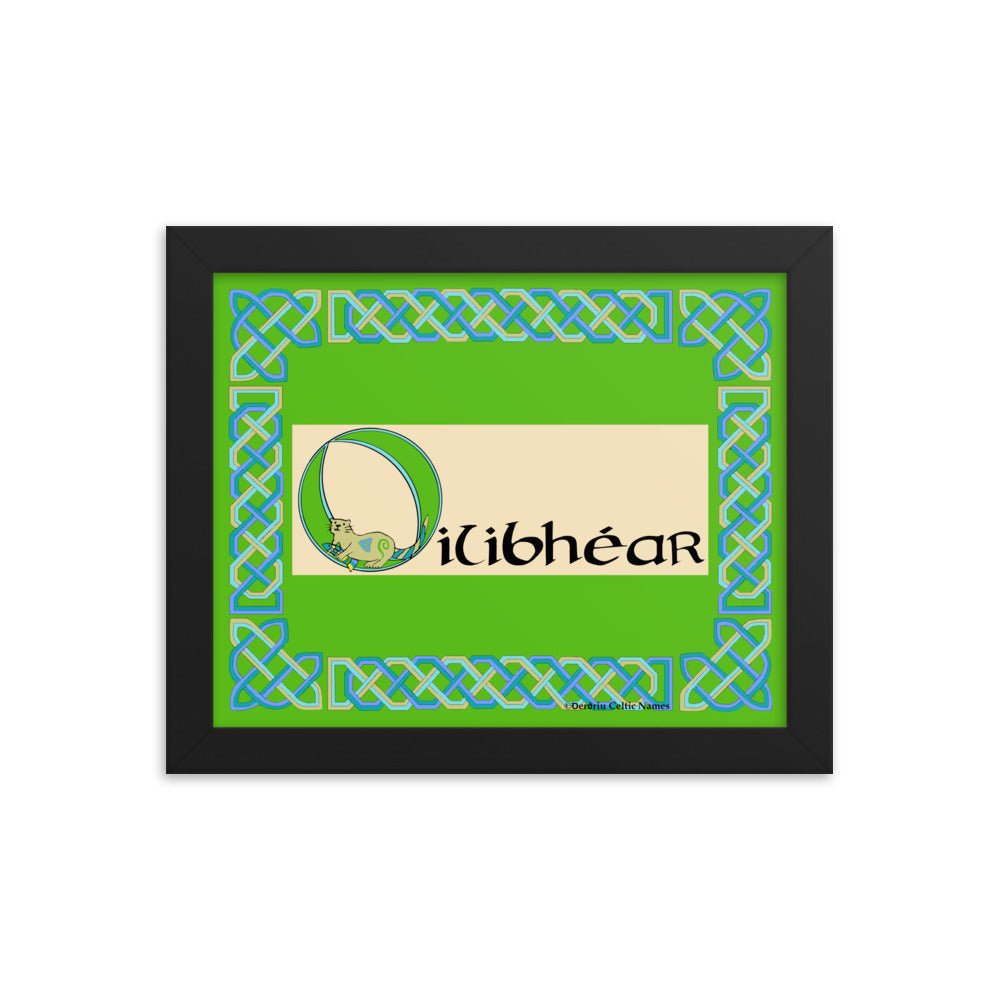 Oilibhéar (Oliver) - Personalized framed poster with Irish name Oilibhéar