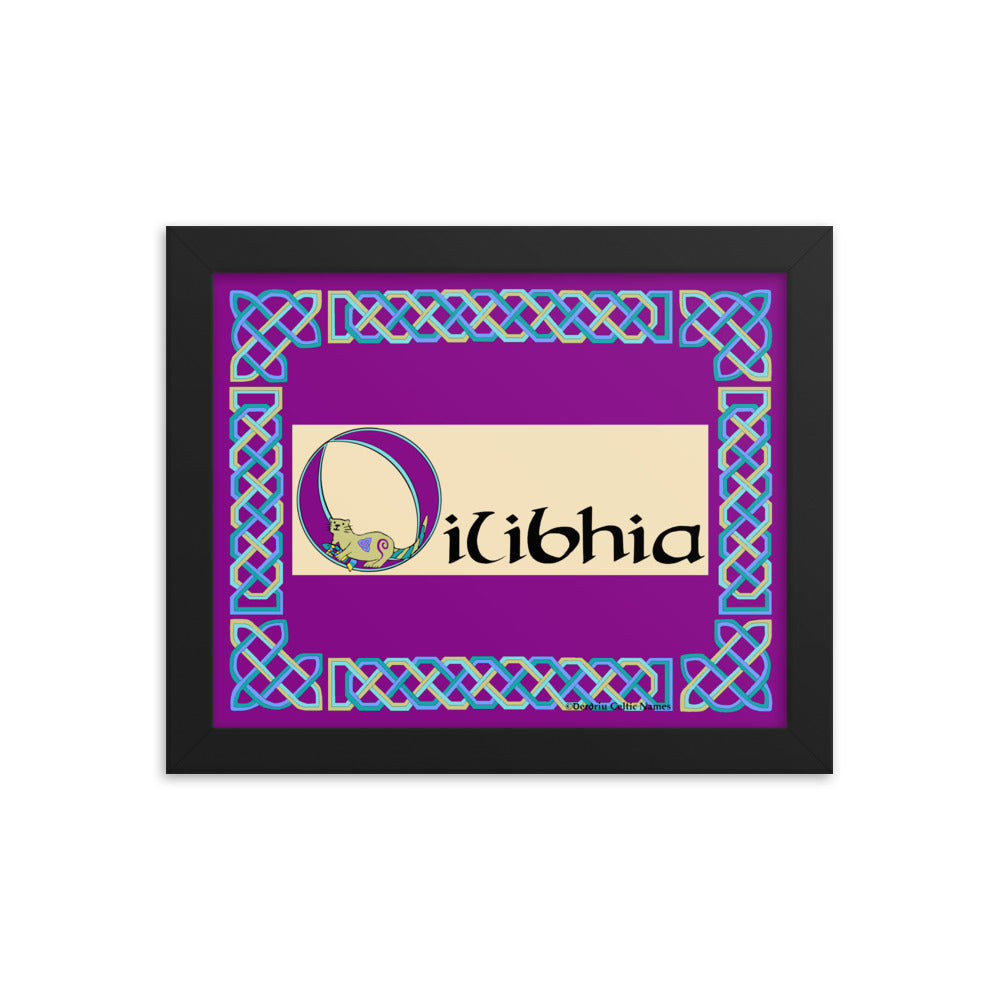 Oilibhia (Olivia) - Personalized framed poster with Irish name Oilibhia