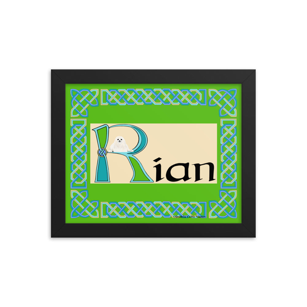 Rían (Ryan) - Personalized framed poster with Irish name Rían