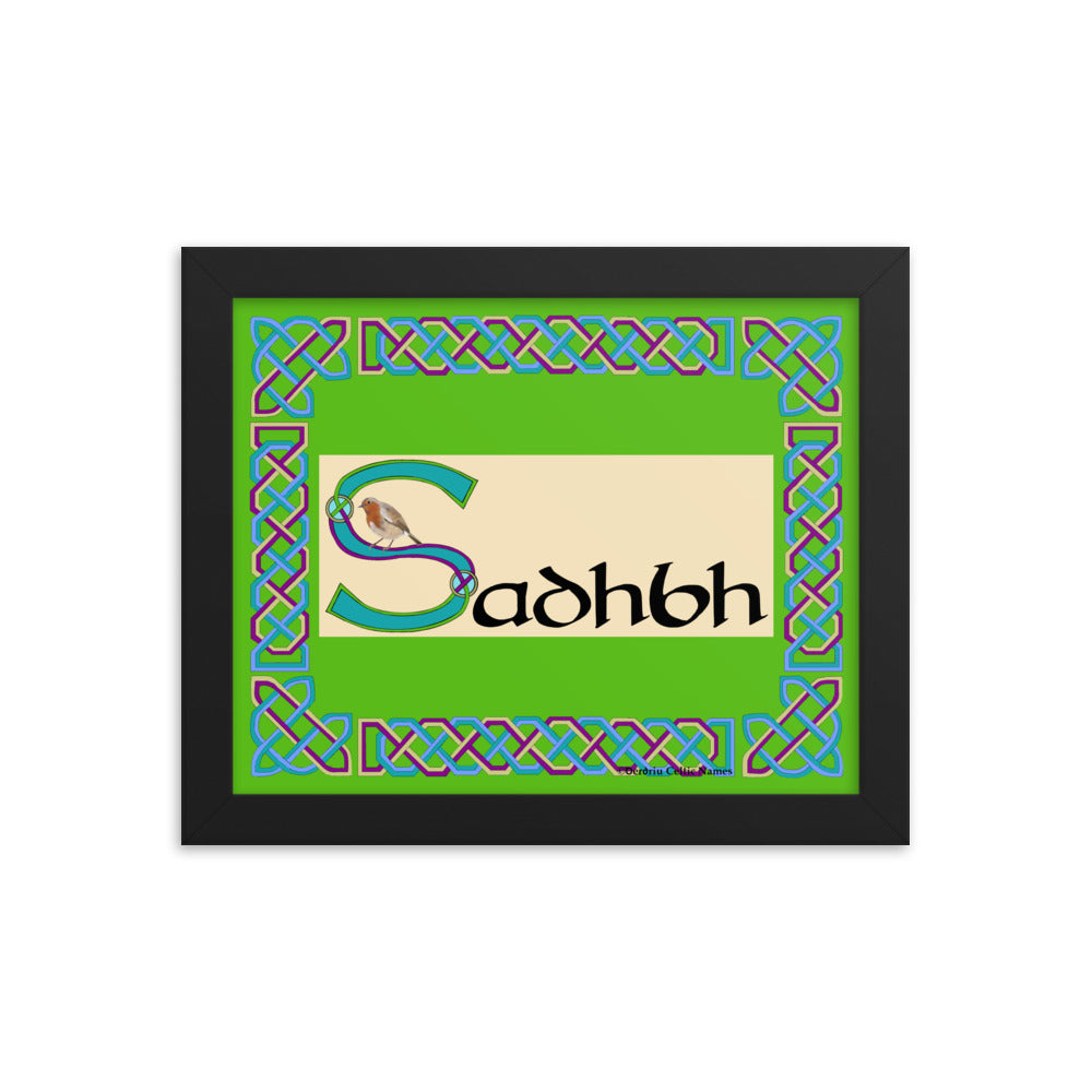 Sadhbh (Sophia) - Personalized framed poster with Irish name Sadhbh