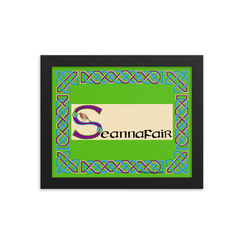 Seannafair (Jennifer) - Personalized framed poster with Irish name Seannafair