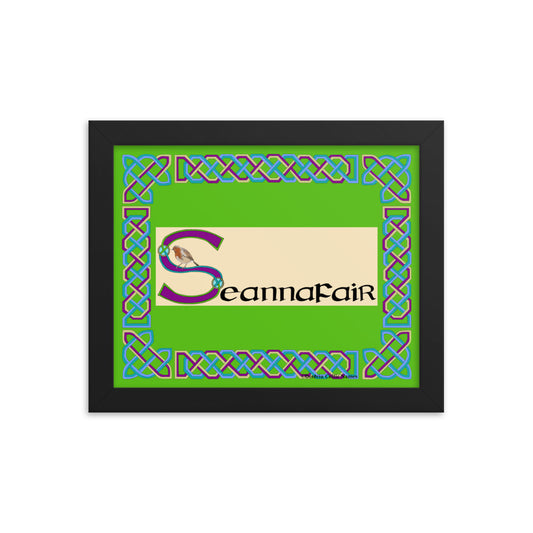 Seannafair (Jennifer) - Personalized framed poster with Irish name Seannafair