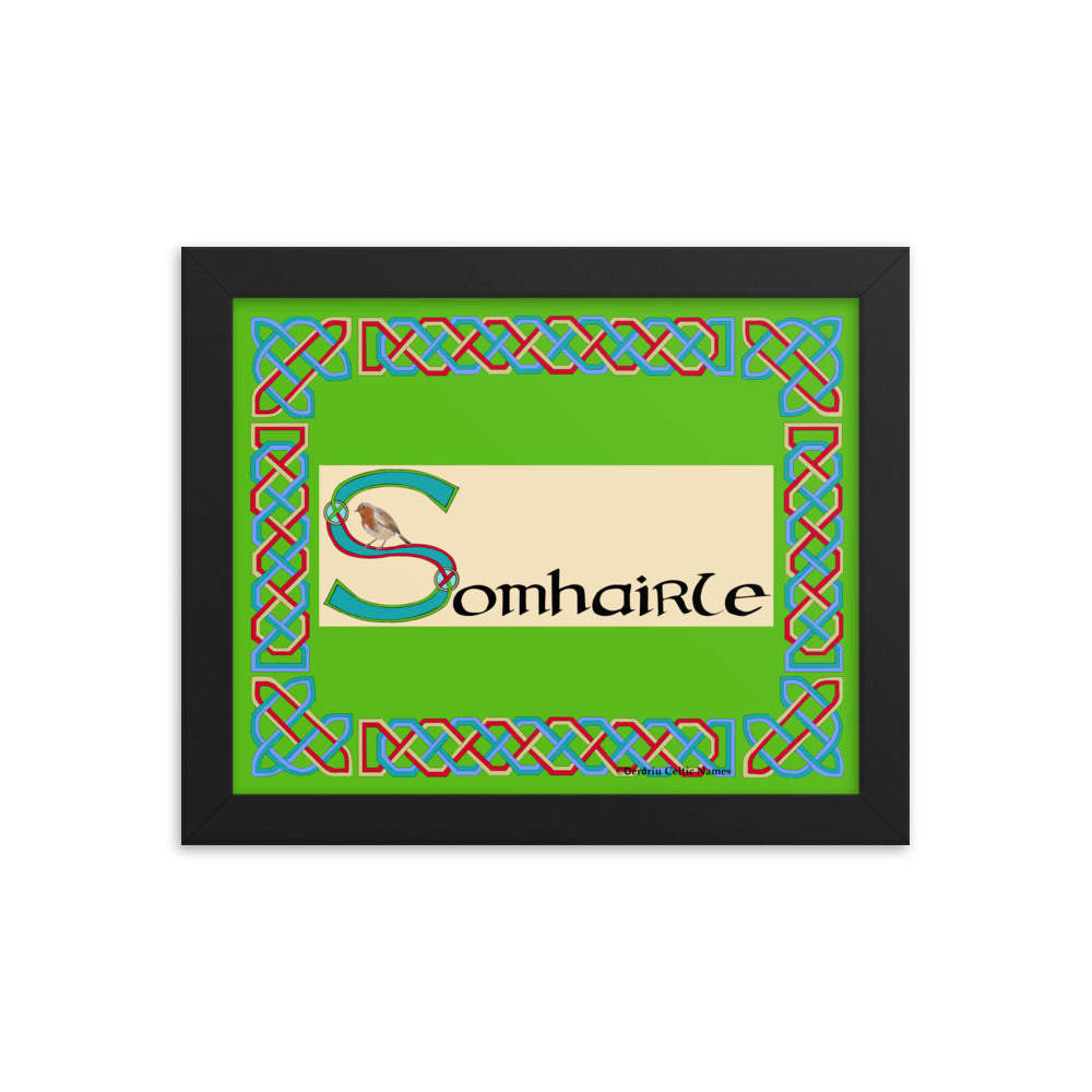 Somhairle (Samuel) - Personalized framed poster with Irish name Somhairle