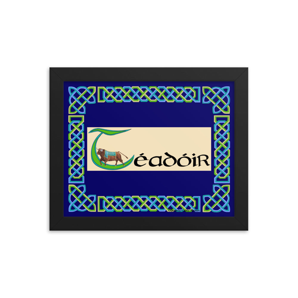 Téadóir (Theodore) - Personalized framed poster with Irish name Téadóir