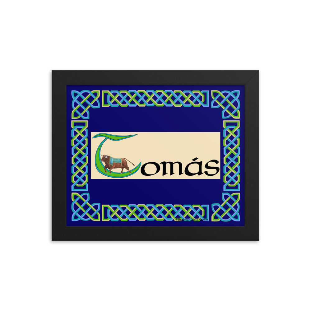 Tomás (Thomas) - Personalized framed poster with Irish name Tomás