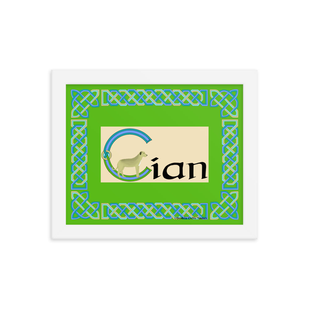 Cían (Keane) - Personalized framed poster with Irish name Cían