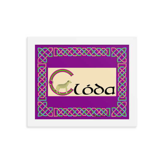 Clóda (Clodagh) - Personalized framed poster with Irish name Clóda