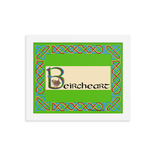 Beircheart (Benjamin) - Personalized framed poster with Irish name Beircheart