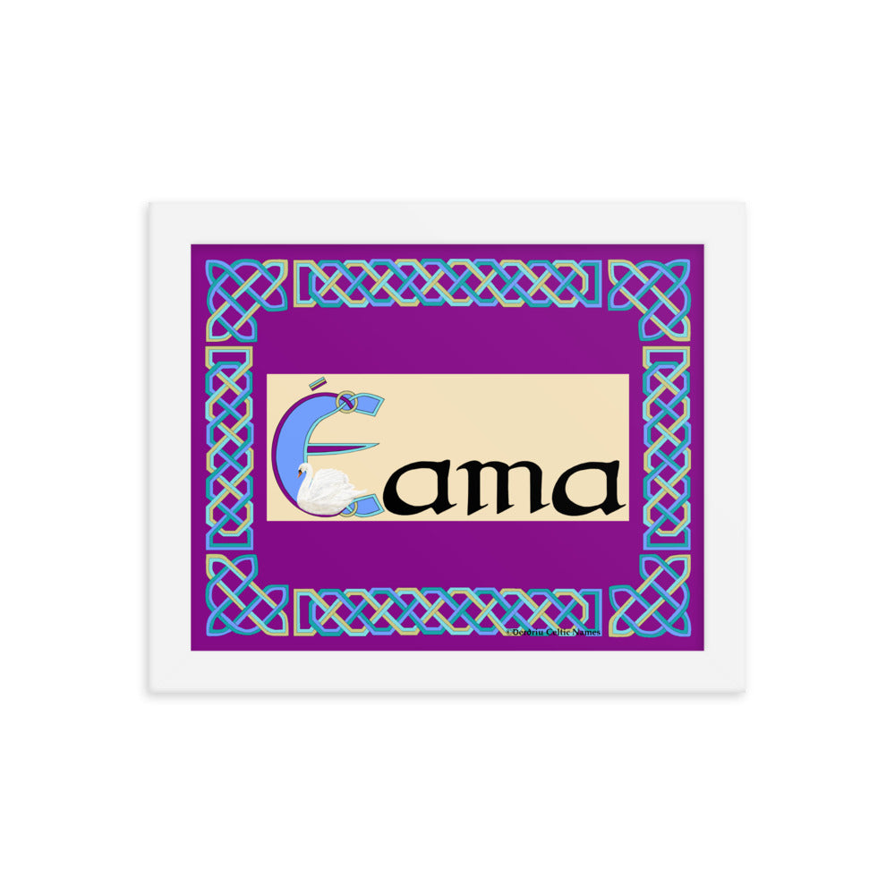 Éama (Emma) - Personalized framed poster with Irish name Éama