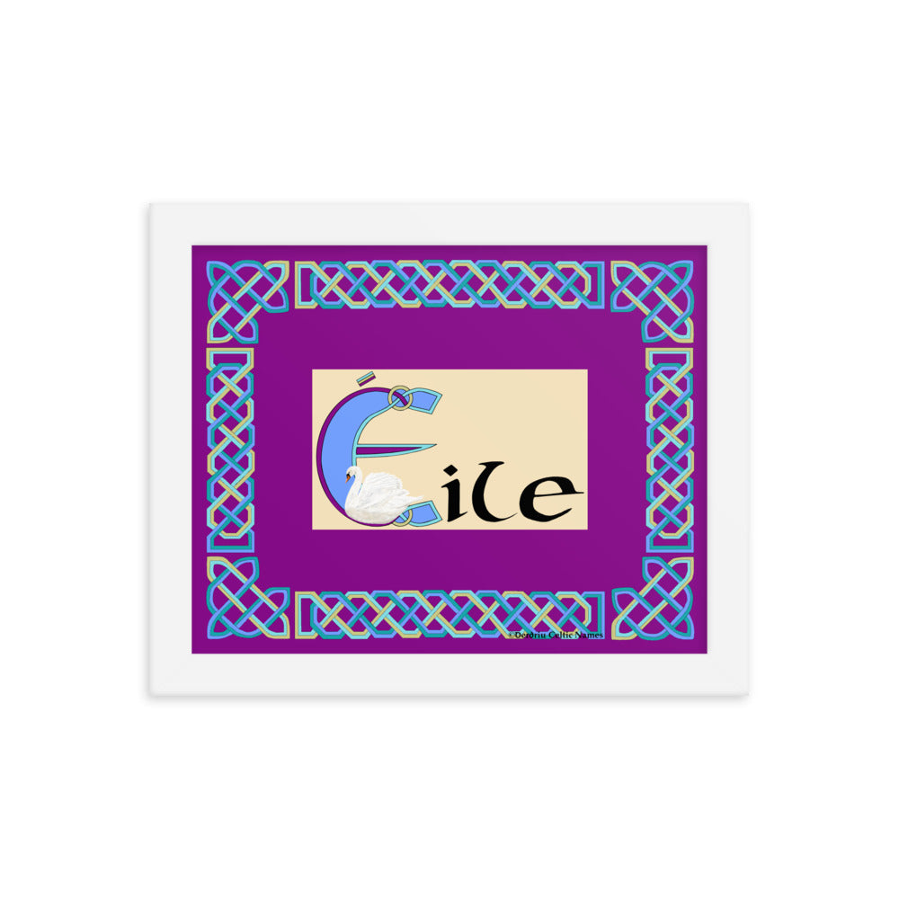 Éile (Ella) - Personalized framed poster with Irish name Éile