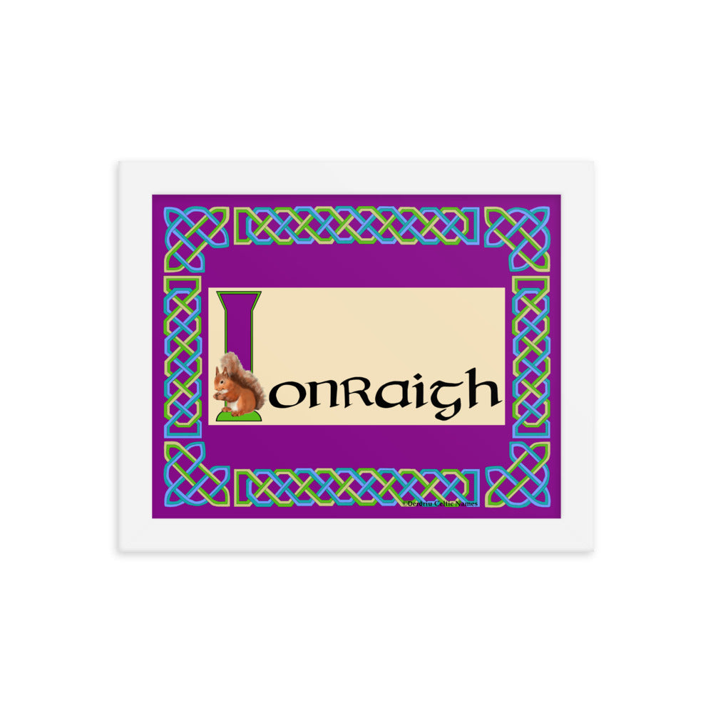 Ionraigh (Zara) - Personalized framed poster with Irish name Ionraigh