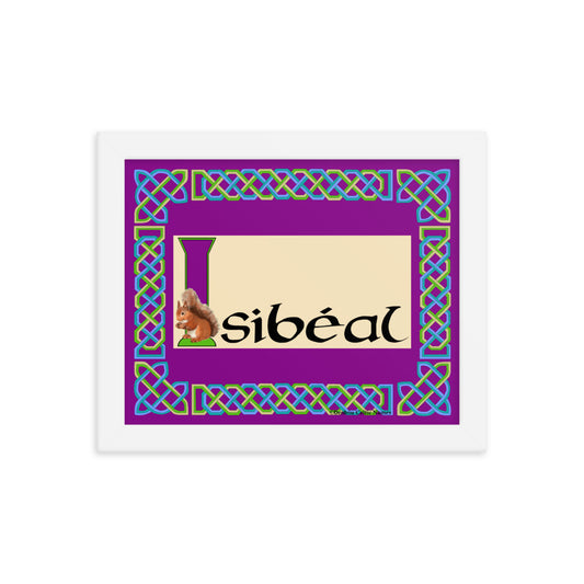 Isibéal (Isabel) - Personalized framed poster with Irish name Isibéal