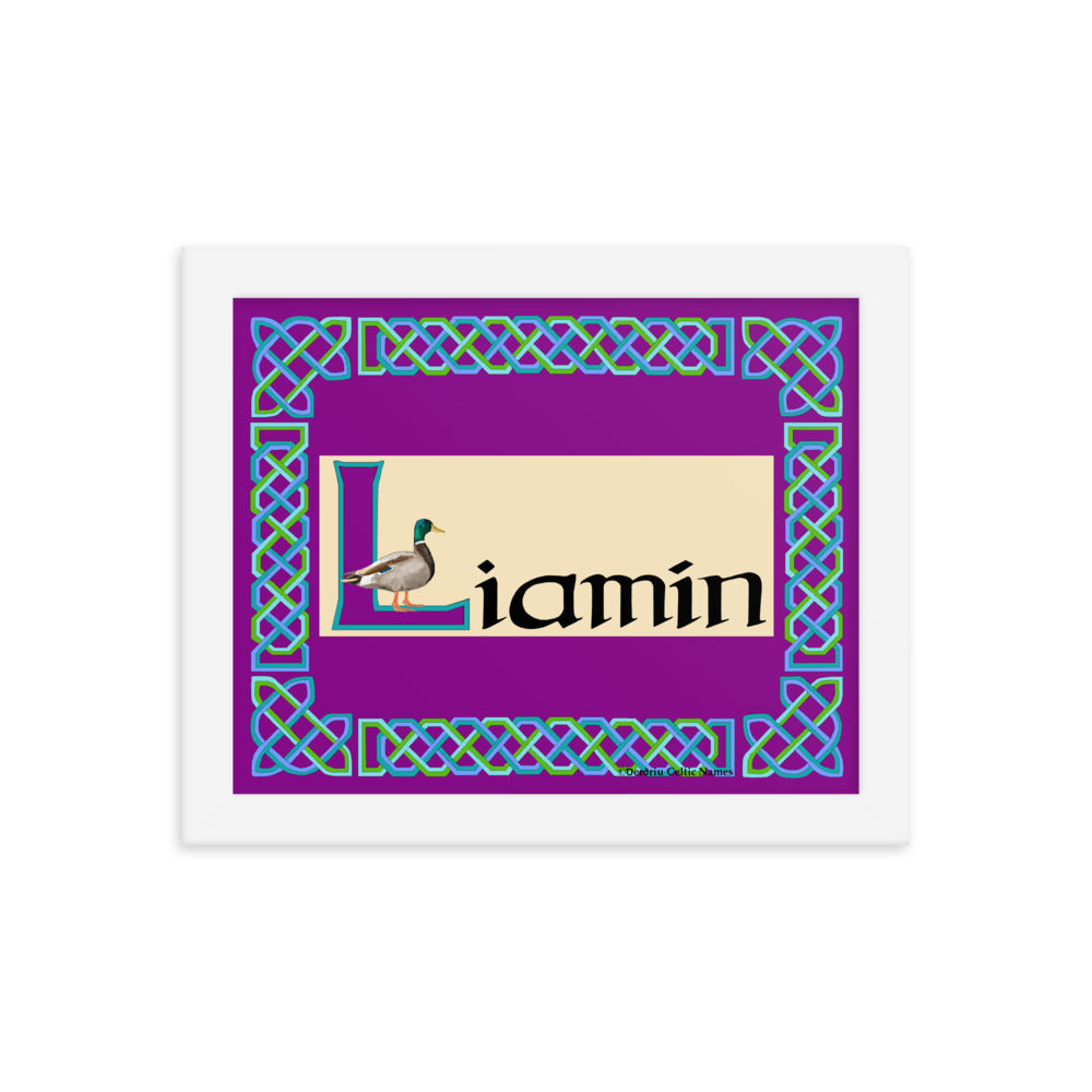 Liamín (Billie) - Personalized framed poster with Irish name Liamín