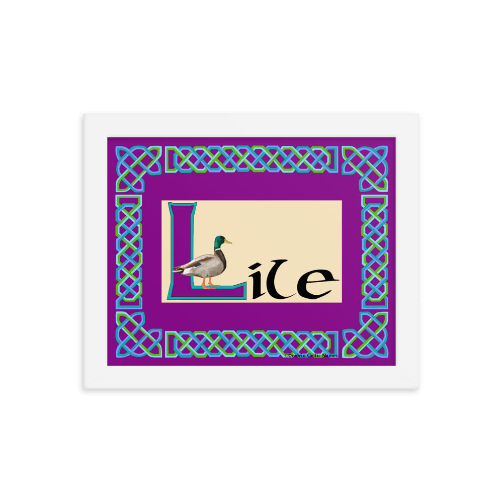 Líle (Lily) - Personalized framed poster with Irish name Líle