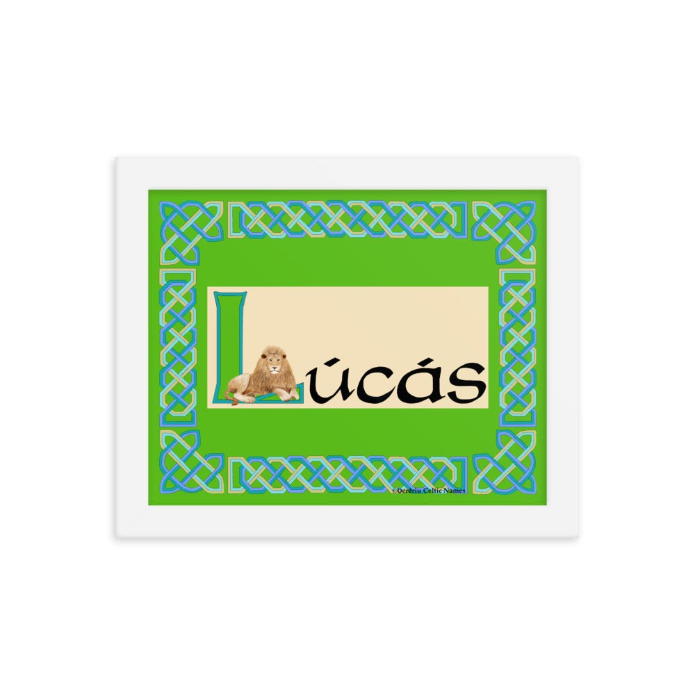 Lúcás (Luke) - Personalized framed poster with Irish name Lúcás