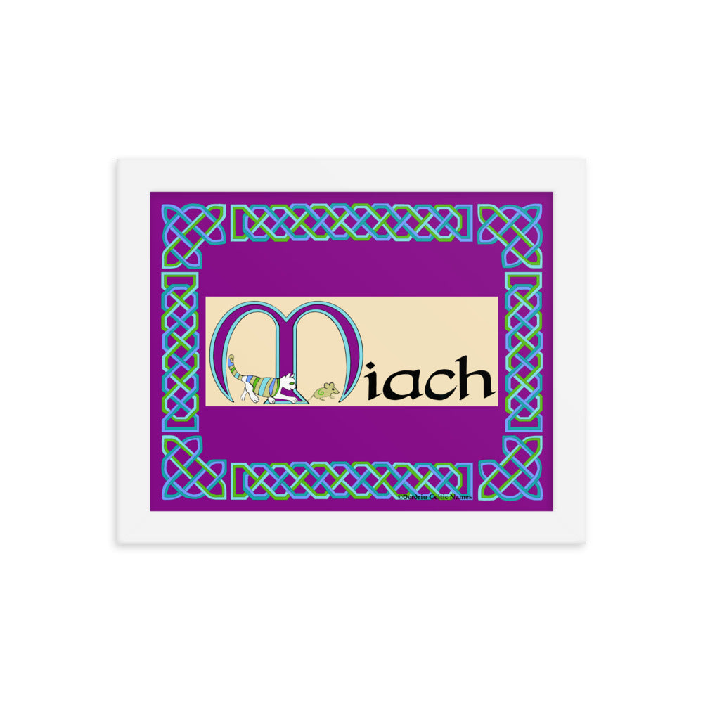 Miach (Mia) - Personalized framed poster with Irish name Miach