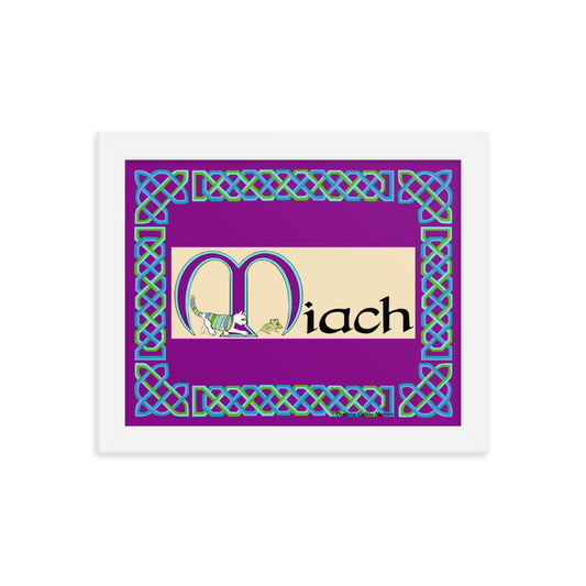 Miach (Mia) - Personalized framed poster with Irish name Miach